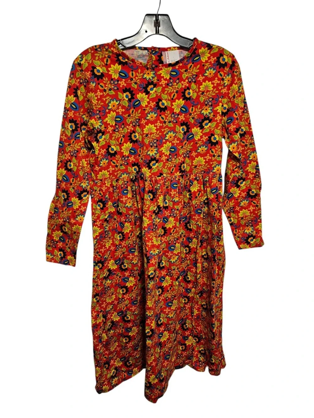 Hanna Andersson Red Floral Dress with Multicolor Blooms Size 14 Girls